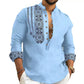 Camisa informal de manga larga con cuello alto para hombres
