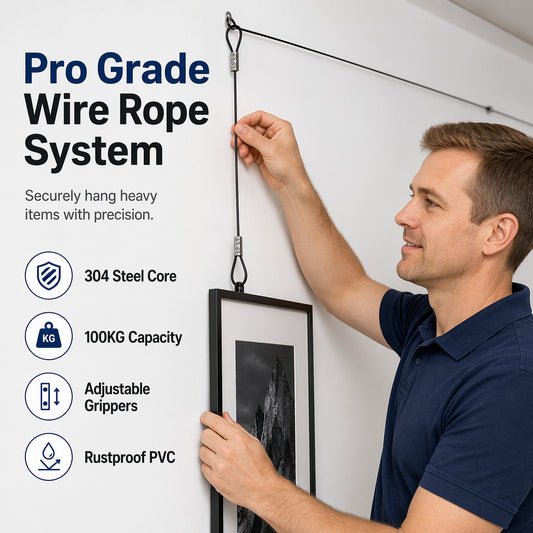 Cable de Acero Inoxidable Ajustable para Colgar con Abrazadera (Carga 100 kg)