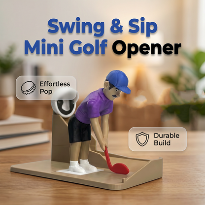 ⛳ ¡50% DE DESCUENTO! 🍺 Abrebotellas de minigolf de broma – Plástico + Metal – Figurita de golfista para bar y oficina ⛏️