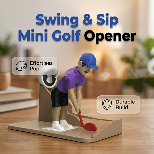 ⛳ ¡50% DE DESCUENTO! 🍺 Abrebotellas de minigolf de broma – Plástico + Metal – Figurita de golfista para bar y oficina ⛏️