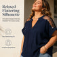 Blusa de vara de talla grande de malla transparente con escote en V