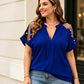 Blusa de vara de talla grande de malla transparente con escote en V