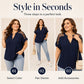 Blusa de vara de talla grande de malla transparente con escote en V