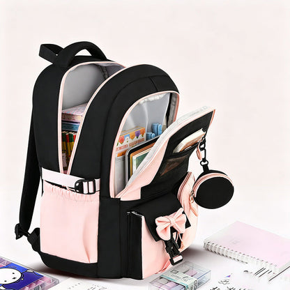 🎀🎒 ¡50% DE DESCUENTO! ⚡Mochila escolar ligera Bowknot mona – ¡Repelente al agua y antirrobo!