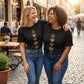 Camiseta de manga corta con estampado de corazones casual para mujer