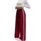 Pantalones deportivos chic de mujer con cordón de rayas, pantalones casuales retro de poliéster rectos para ropa deportiva de gimnasio, pantalones con cordón, pantalones largos