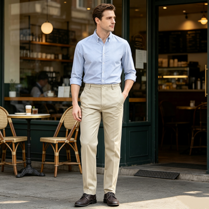 Pantalones casuales ajustados para hombre con cintura elástica