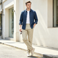 Pantalones casuales ajustados para hombre con cintura elástica