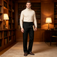 Pantalones casuales ajustados para hombre con cintura elástica