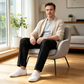 Pantalones casuales ajustados para hombre con cintura elástica