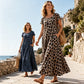 Vestido largo de mujer con estampado de leopardo y bolsillos, vestido largo casual de manga corta