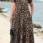 Vestido largo de mujer con estampado de leopardo y bolsillos, vestido largo casual de manga corta