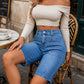 Pantalones cortos vaqueros casuales para mujer tipo bermuda