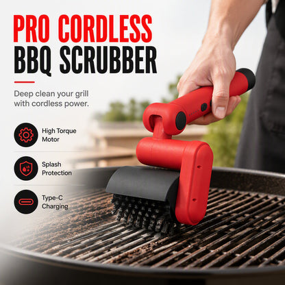 🧽 ¡50% DE DESCUENTO AHORA! 🔥 Cepillo eléctrico para barbacoa – Alambre 🥩 de acero inalámbrico, de alto par y resistente