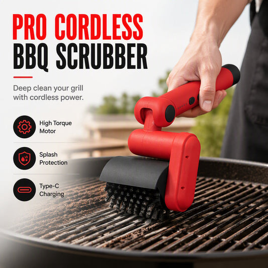 🧽 ¡50% DE DESCUENTO AHORA! 🔥 Cepillo eléctrico para barbacoa – Alambre 🥩 de acero inalámbrico, de alto par y resistente