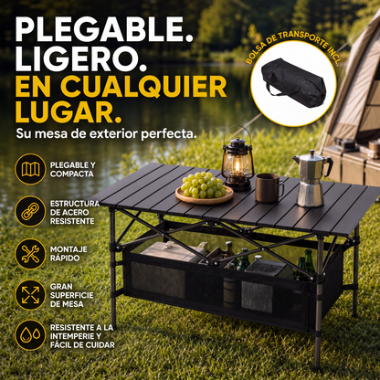 【🏕️Oferta limitada – ¡50% DE DESCUENTO!】 🪑 Mesa de camping portátil – Plegable, estable y de montaje rápido – Ideal para camping, picnic y playa ☀️
