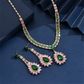 🎉 ¡TIEMPO LIMITADO 50% DE DESCUENTO! 💎 Set de joyería de zircon – Collar y pendientes drop para mujer – Diseño rosa y verde, base ✨ premium de cobre