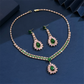 🎉 ¡TIEMPO LIMITADO 50% DE DESCUENTO! 💎 Set de joyería de zircon – Collar y pendientes drop para mujer – Diseño rosa y verde, base ✨ premium de cobre