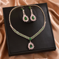 🎉 ¡TIEMPO LIMITADO 50% DE DESCUENTO! 💎 Set de joyería de zircon – Collar y pendientes drop para mujer – Diseño rosa y verde, base ✨ premium de cobre