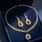 🎉 ¡TIEMPO LIMITADO 50% DE DESCUENTO! 💎 Set de joyería de zircon – Collar y pendientes drop para mujer – Diseño rosa y verde, base ✨ premium de cobre