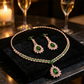 🎉 ¡TIEMPO LIMITADO 50% DE DESCUENTO! 💎 Set de joyería de zircon – Collar y pendientes drop para mujer – Diseño rosa y verde, base ✨ premium de cobre