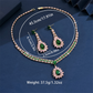 🎉 ¡TIEMPO LIMITADO 50% DE DESCUENTO! 💎 Set de joyería de zircon – Collar y pendientes drop para mujer – Diseño rosa y verde, base ✨ premium de cobre