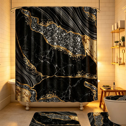 Elegante cortina de ducha de baño con patrón de mármol