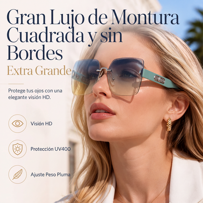 Gafas de sol cuadradas sin montura para mujer