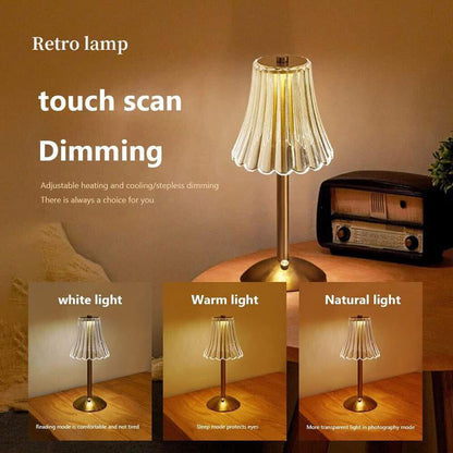 Lámpara de Mesa Retro Recargable con Atenuación Táctil