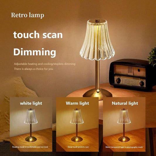 Lámpara de Mesa Retro Recargable con Atenuación Táctil