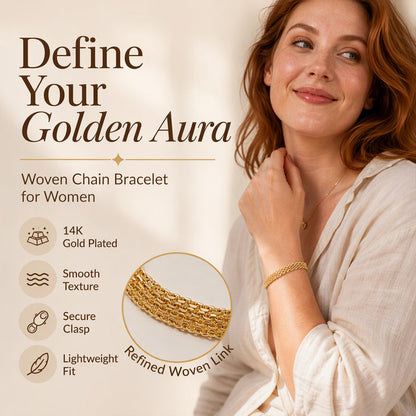 ✨ ¡TIEMPO LIMITADO 50% DE DESCUENTO! 💫 Pulsera de malla tejida en oro 14K – glamurosa, llamativa, elegante ✨