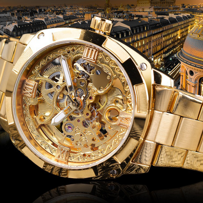 ⌚ ¡50% DE DESCUENTO AHORA! 🔧 Reloj Automático Esqueleto – Movimiento Visible, Estilo Dorado y Cuerda Automática – Para Negocios y Noche ✨