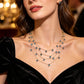 Brillante collar colgante multicapa para mujer