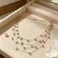 Brillante collar colgante multicapa para mujer