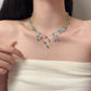 Brillante collar colgante multicapa para mujer