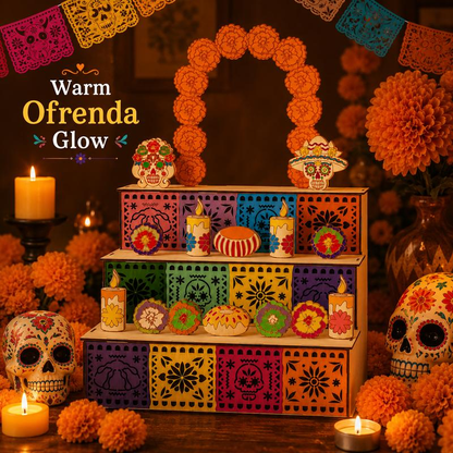 Ofrenda de Madera de 3 Niveles para Día de Muertos