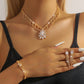 🌸 ¡50% DE DESCUENTO! ✨ Set de Joyería Elegante con Loto de Diamantes de Imitación – Brillantes Acentos, Base de Cobre Premium y Cadena Ajustable – Look Pulido Completo para Cualquier Ocasión 💎