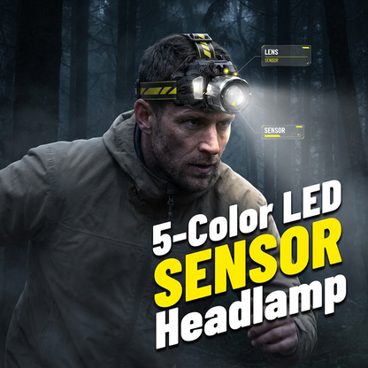 🔦 ¡50% DE DESCUENTO AHORA! ✨ Linterna Frontal LED Recargable de 5 Colores - Sensor de Movimiento y Modos de Pesca/UV 💡