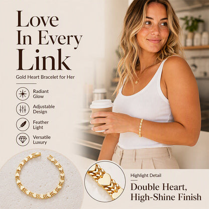 💛 ¡50 % DE DESCUENTO POR TIEMPO LIMITADO! ✨ Elegante pulsera de eslabones en forma de corazón para mujer: delicado dije, diseño atemporal y ajuste cómodo. Un toque encantador para cualquier atuendo 💝