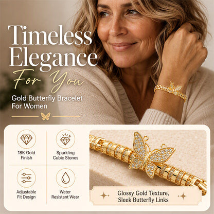 Pulsera de Eslabones de Mariposa Chapada en Oro de 18K