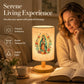 ✨ Lámpara de Mesa de Madera con Patrón de la Virgen María 🕊️