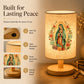 ✨ Lámpara de Mesa de Madera con Patrón de la Virgen María 🕊️