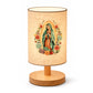 ✨ Lámpara de Mesa de Madera con Patrón de la Virgen María 🕊️