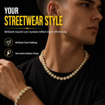 Collar Hip Hop para Hombre con Cristales Totalmente Adornado para Baile Callejero