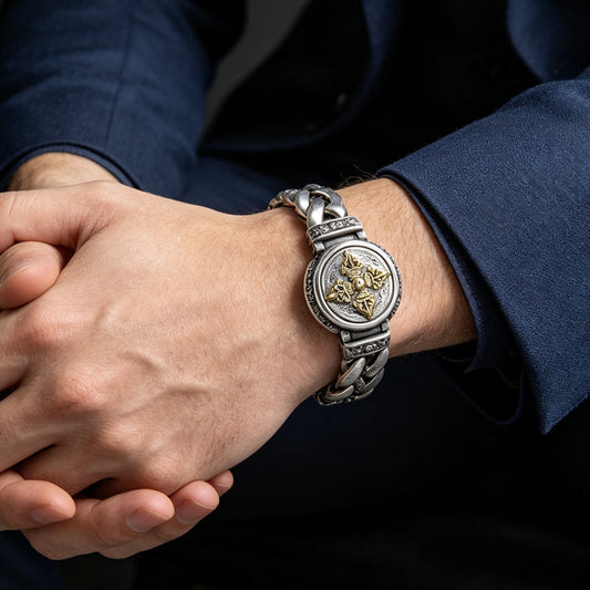📿 ¡50% DE DESCUENTO! ✨ Pulsera Vajra Giratoria Vintage para Hombre – Pieza Central Giratoria, Acabado en Cobre Galvanizado y Textura de Inspiración Vintage – Estilo Audaz y Llamativo 💪