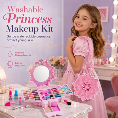 💄 ¡50% DE DESCUENTO POR TIEMPO LIMITADO! ✨ Set de Maquillaje Lavable de Princesa – Juguete de Belleza Infantil No Tóxico y Seguro para Niñas 👸