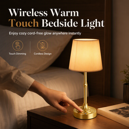 Rechargeable Fabric and Metal LED Bedside Lamp with Touch Control 5200mAh Battery USB Warm Light Decorative Atmosphere Night Light