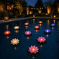 Luces LED Flotantes de Flor de Loto Impermeables para Alberca y Jardín