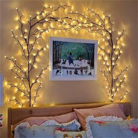 🔥🎁 ¡50% DE DESCUENTO! 🎅✨ Guirnalda de Luces LED de Sauce Encantado – Ramas Mágicas y Flexibles | Luz Cálida para Pared, Árbol y Decoración Navideña