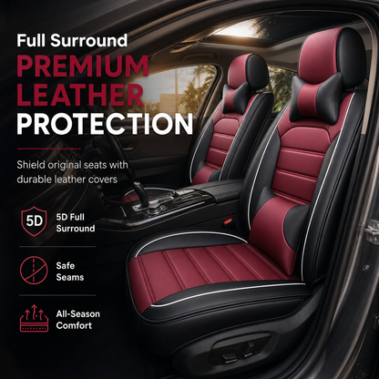 Asiento de coche de cuero de cobertura completa universal cubre todas las estaciones protectores de cojines con diseño de raya horizontal de bloque de color para coches de 5 asientos